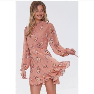 Liberty love dress smock chest long sleeve Chiffon floral mini dress sz M